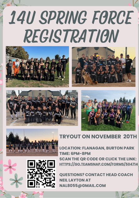 14u Spring Tryout Flyer
